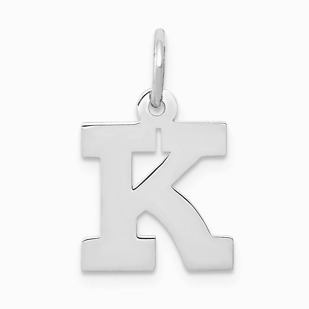 10K / 14K White Gold Small Block Initial K Charm - Product Photo