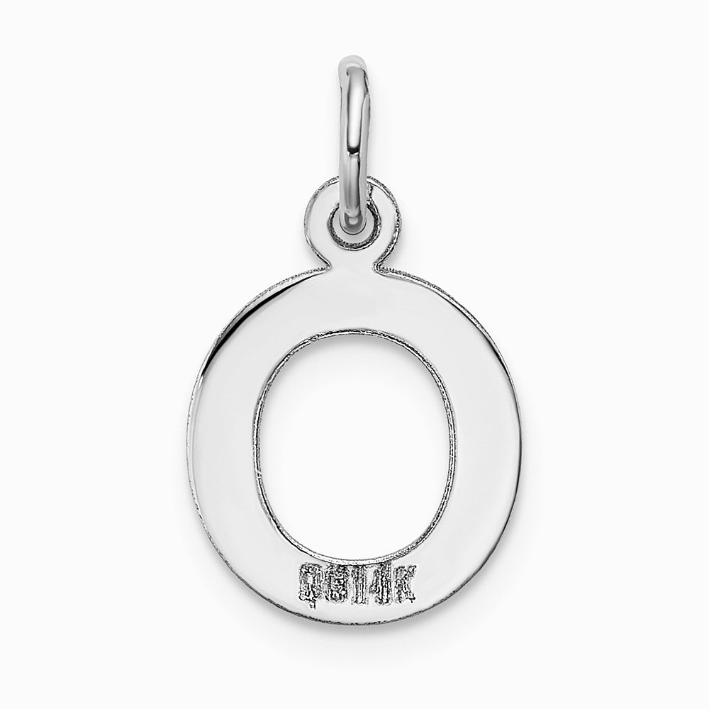 10K / 14K White Gold Small Block Initial O Charm - Product Photo