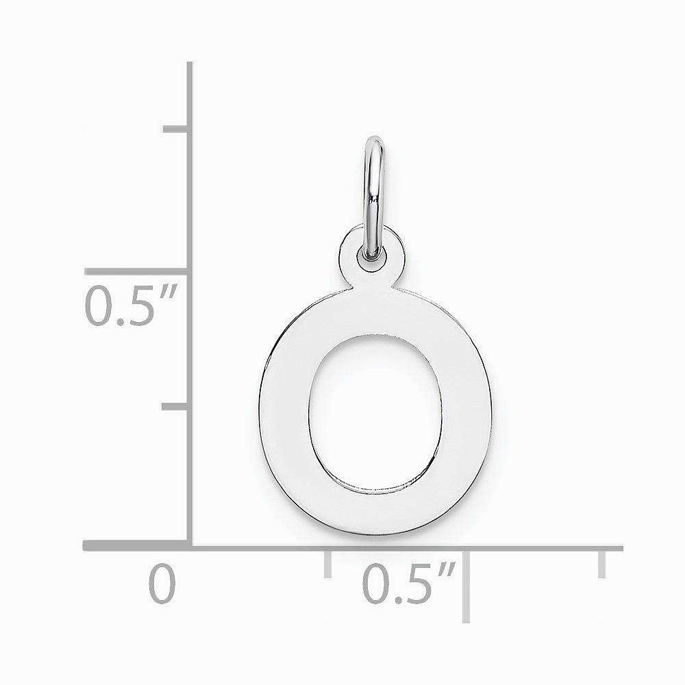 10K / 14K White Gold Small Block Initial O Charm - Product Photo