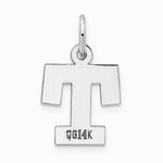 10K / 14K White Gold Small Block Initial T Charm - Product Photo