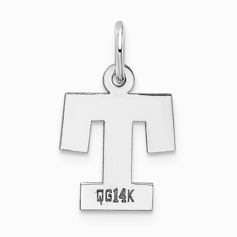 10K / 14K White Gold Small Block Initial T Charm - Product Photo