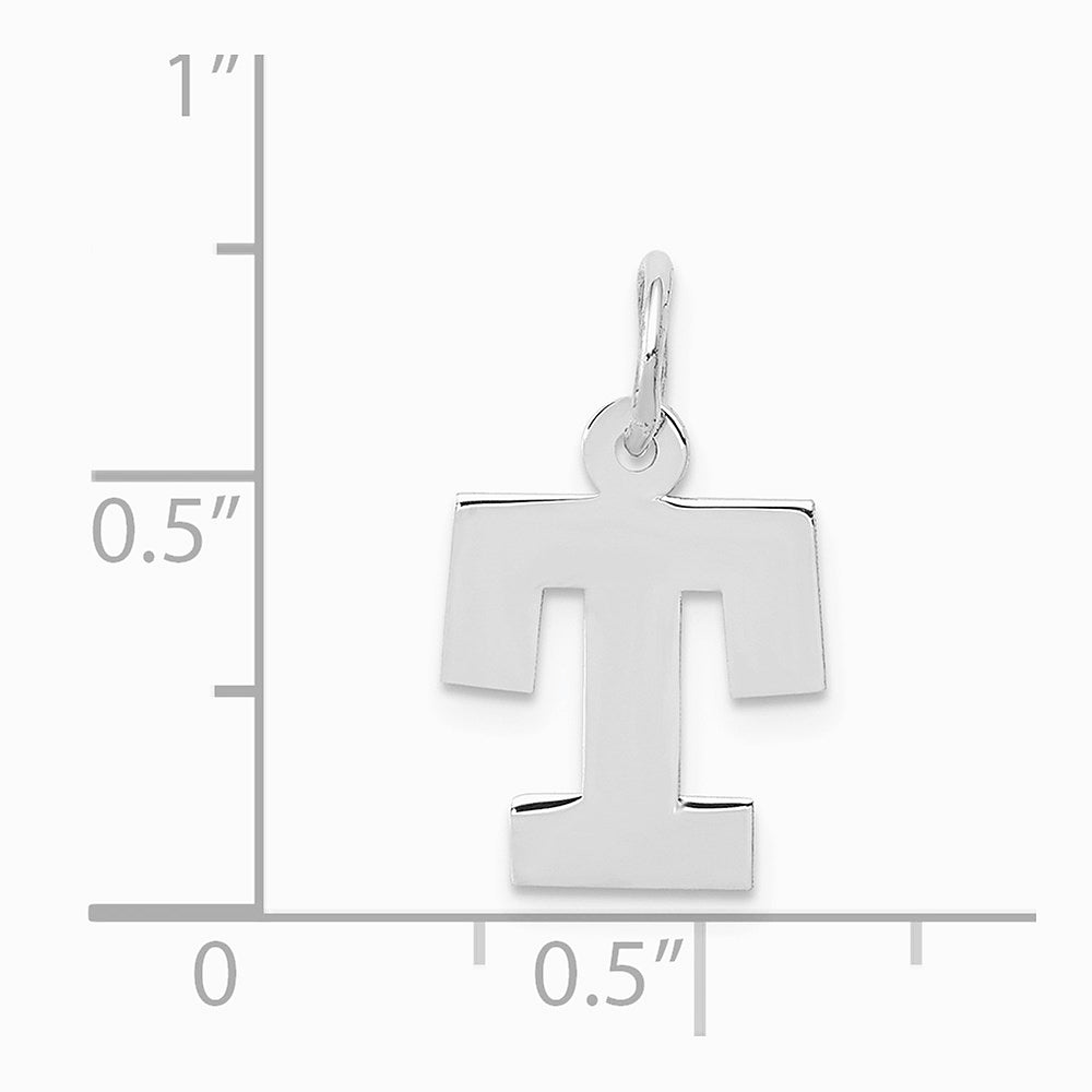 10K / 14K White Gold Small Block Initial T Charm - Product Photo