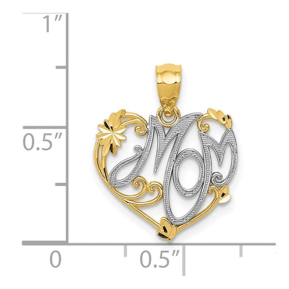 14K Yellow & Rhodium and Rhodium MOM Pendant - Product Photo