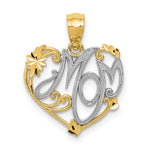 14K Yellow & Rhodium and Rhodium MOM Pendant - Product Photo