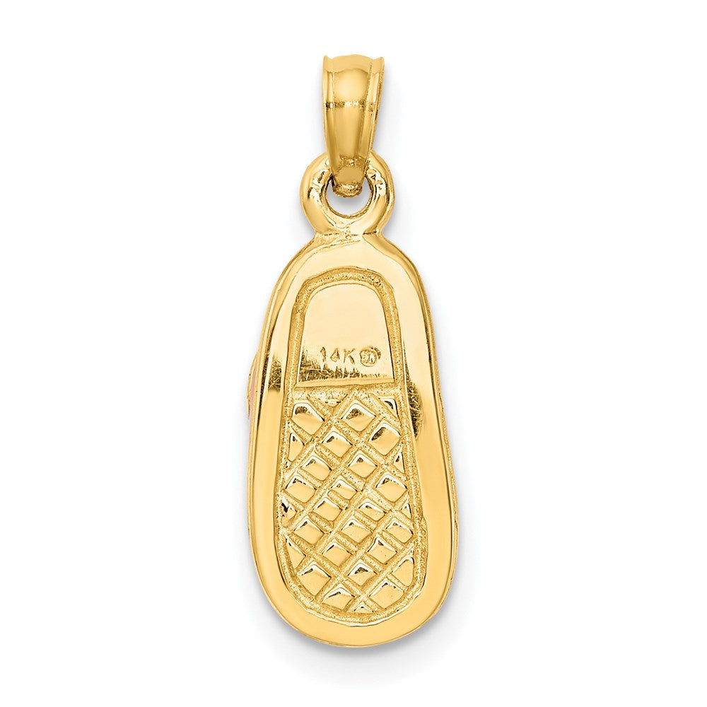 14k Pink Enameled 3D Baby Shoe Pendant - Product Photo