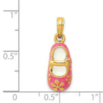 14k Pink Enameled 3D Baby Shoe Pendant - Product Photo