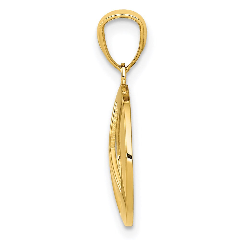 10K / 14K Yellow Gold Polished Peace Sign Circle Pendant - Product Photo