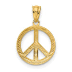 10K / 14K Yellow Gold Polished Peace Sign Circle Pendant - Product Photo