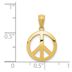 10K / 14K Yellow Gold Polished Peace Sign Circle Pendant - Product Photo