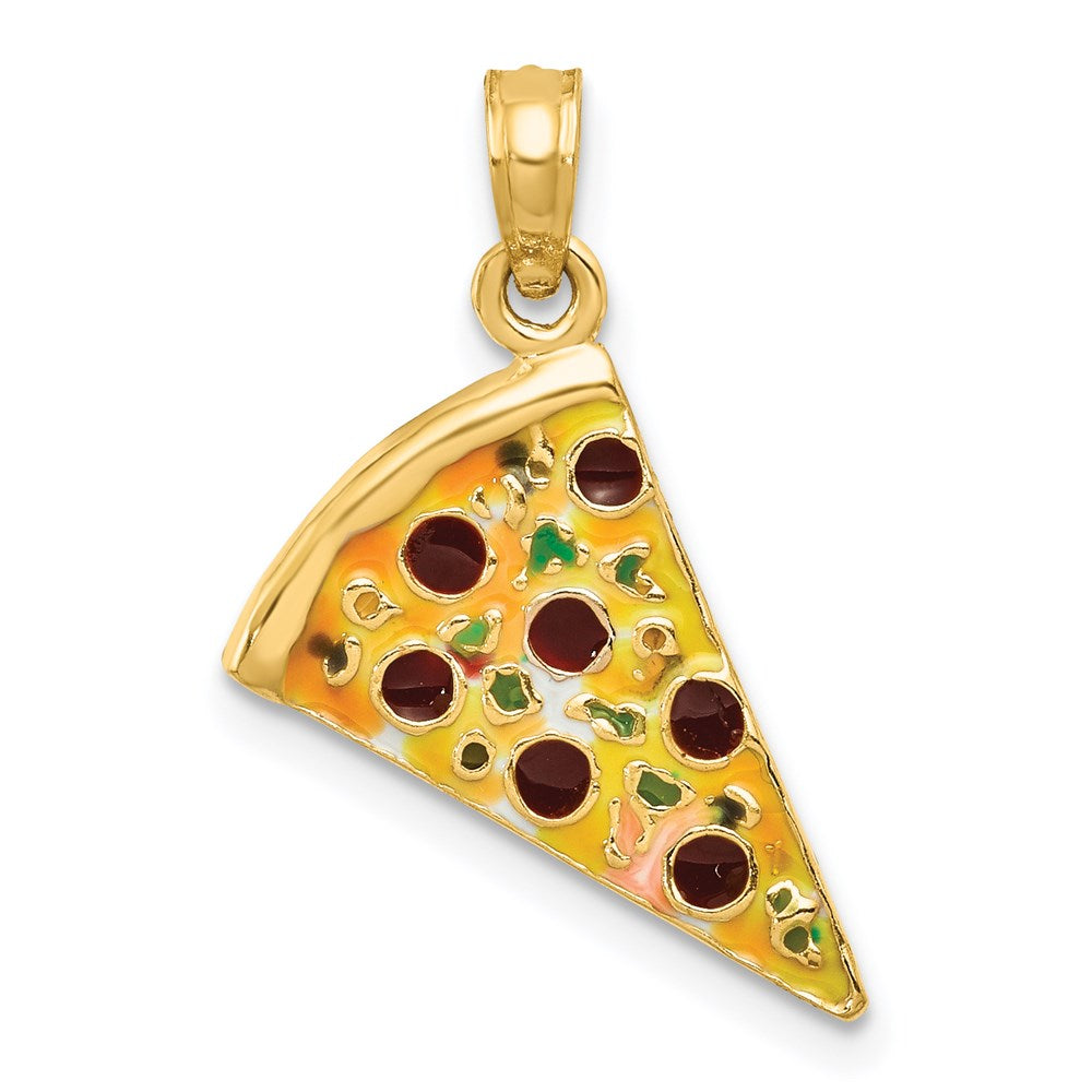 14k Enameled Pizza Slice Pendant - Product Photo