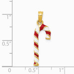 10K / 14K Yellow Gold 3-D Enameled Candy Cane Pendant - Product Photo