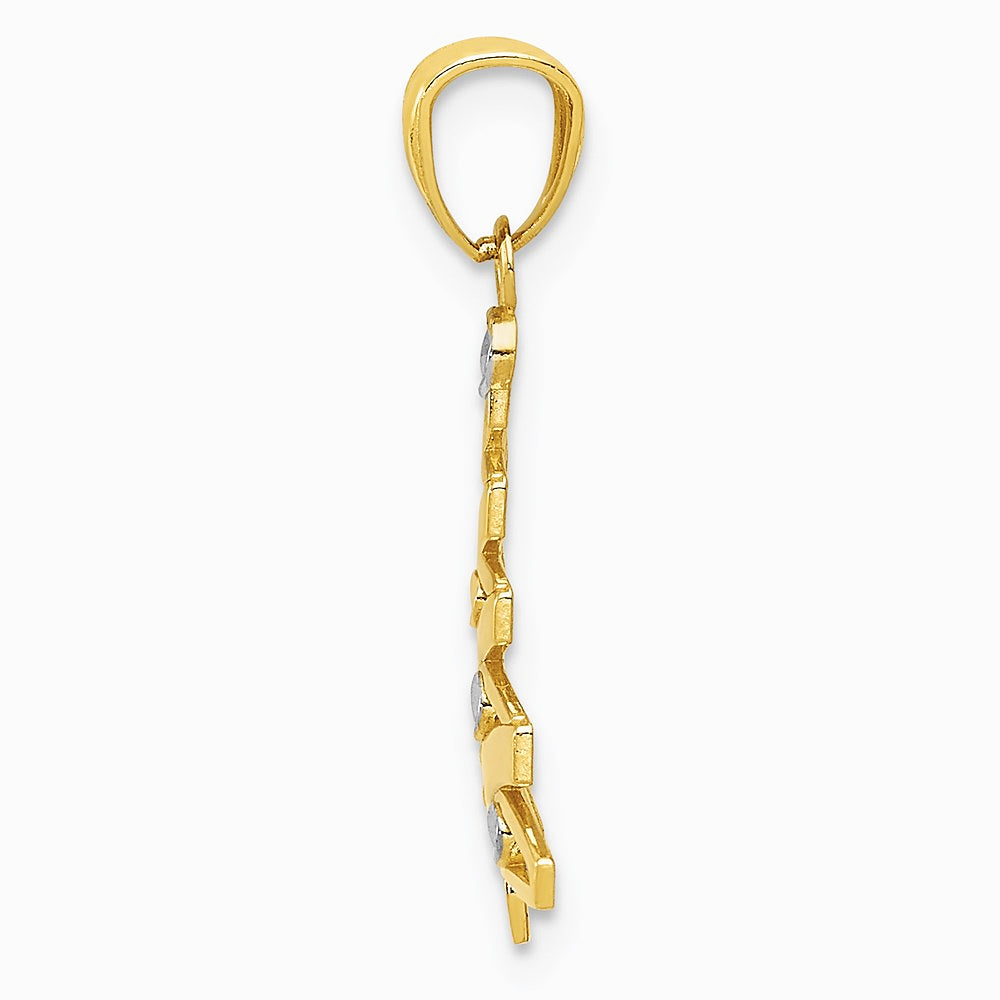 14K Yellow & Rhodium with Rhodium Christmas Tree Pendant - Product Photo
