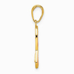 10K / 14K Yellow Gold Pink Enameled Awareness Ribbon Pendant - Product Photo