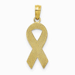 10K / 14K Yellow Gold Pink Enameled Awareness Ribbon Pendant - Product Photo