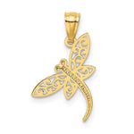 14k Satin Diamond-cut Dragonfly Pendant - Product Photo