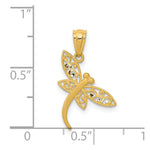 14k Satin Diamond-cut Dragonfly Pendant - Product Photo