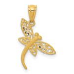 14k Satin Diamond-cut Dragonfly Pendant - Product Photo