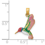 14k Enameled 3D Hummingbird Pendant - Product Photo