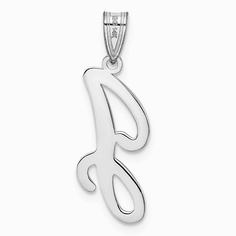 14K White Gold 14KW White Gold Script Letter J Initial Pendant - Product Photo