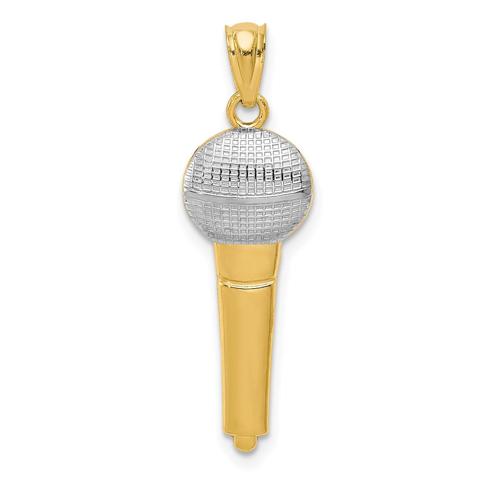 14k and Rhodium Microphone Pendant - Product Photo