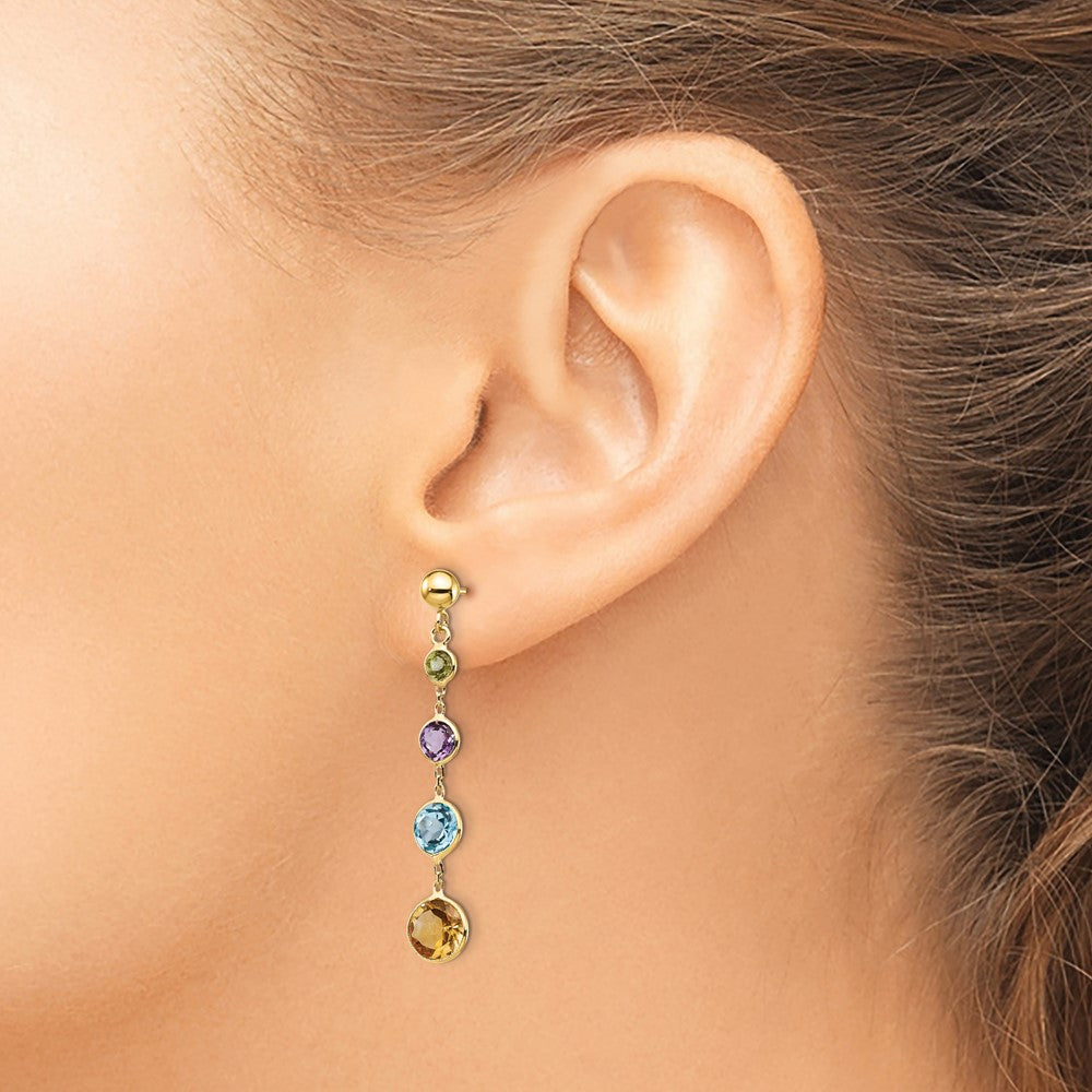 14K Multi-Gemstone Dangle Post Earrings - Product Photo