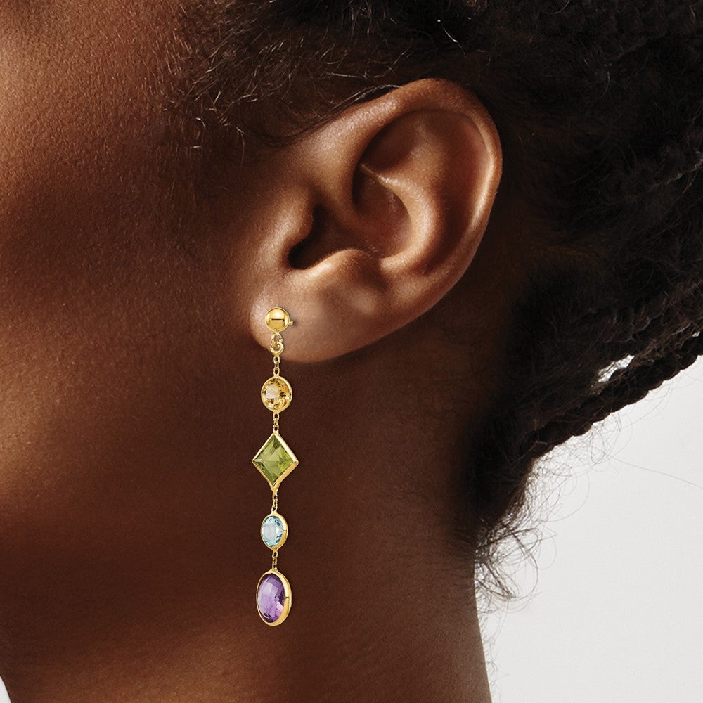 14K Muti-Gemstone Post Earrings - Product Photo