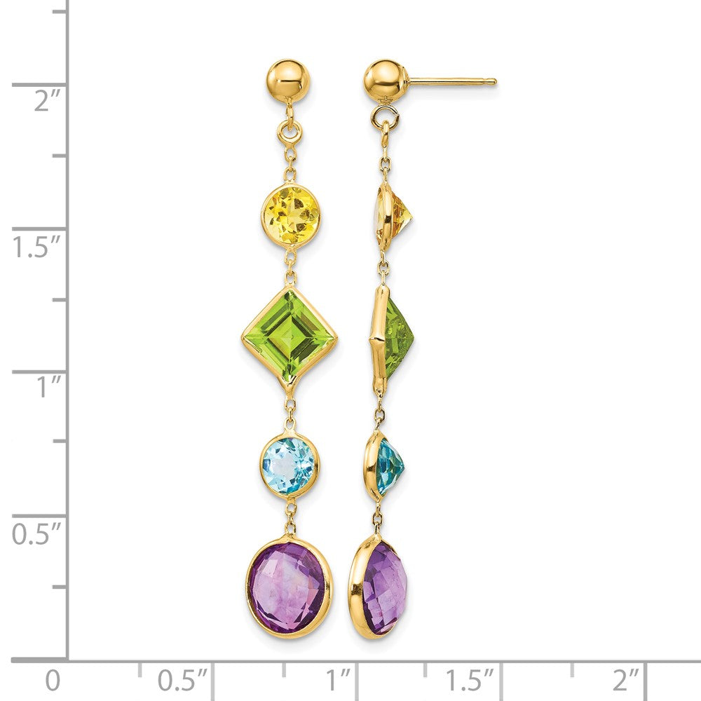 14K Muti-Gemstone Post Earrings - Product Photo