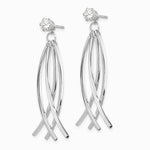 14K White Gold Curved Dangles with CZ Stud Earring Jackets - Product Photo