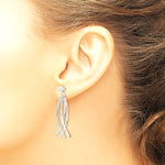 14K White Gold Curved Dangles with CZ Stud Earring Jackets - Product Photo