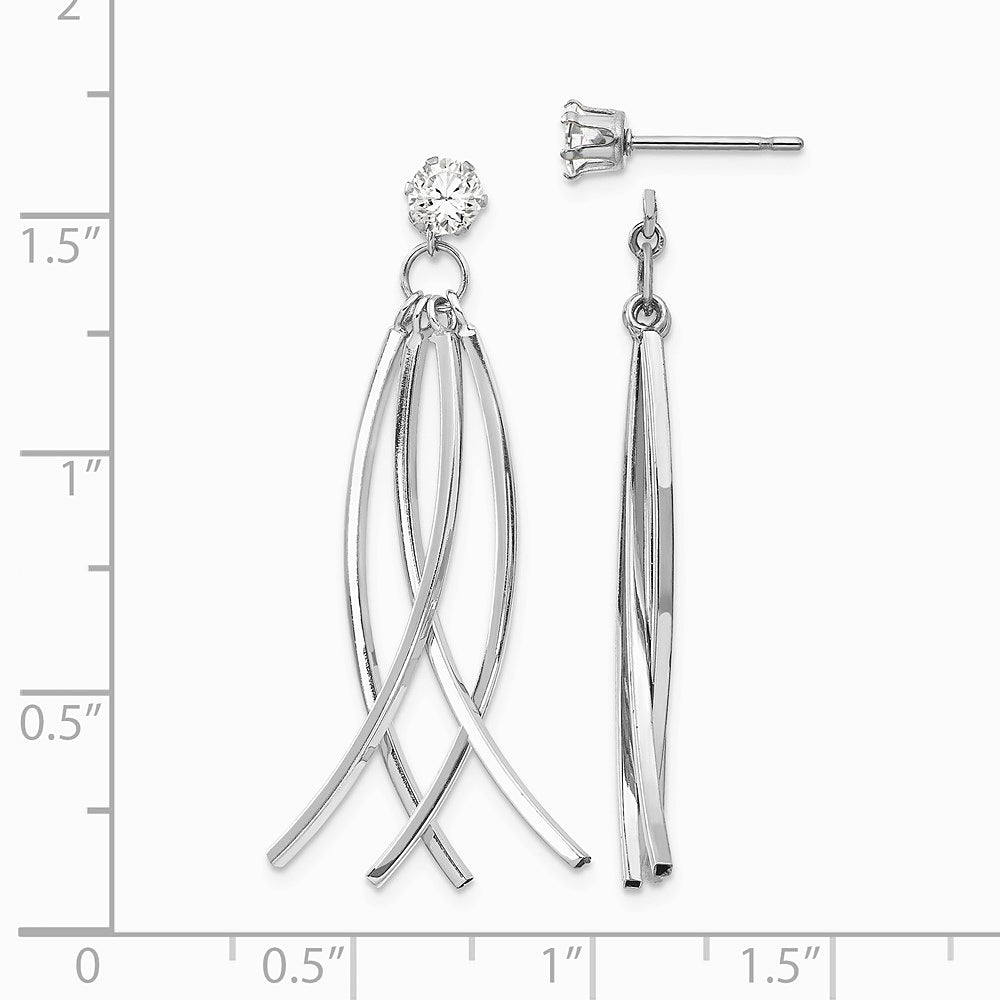 14K White Gold Curved Dangles with CZ Stud Earring Jackets - Product Photo