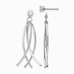 14K White Gold Curved Dangles with CZ Stud Earring Jackets - Product Photo