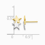 14K Yellow & Rhodium with Rhodium Polished Star Post Earrings - Product Photo
