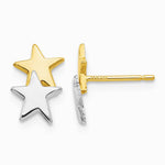 14K Yellow & Rhodium with Rhodium Polished Star Post Earrings - Product Photo