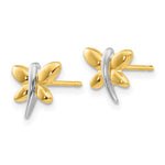 14k with Rhodium Polished Dragonfly Post Earrings - Product Photo