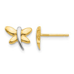 14k with Rhodium Polished Dragonfly Post Earrings - Product Photo