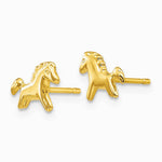 14K Yellow Gold Polished Horse Post Earrings - Product Photo