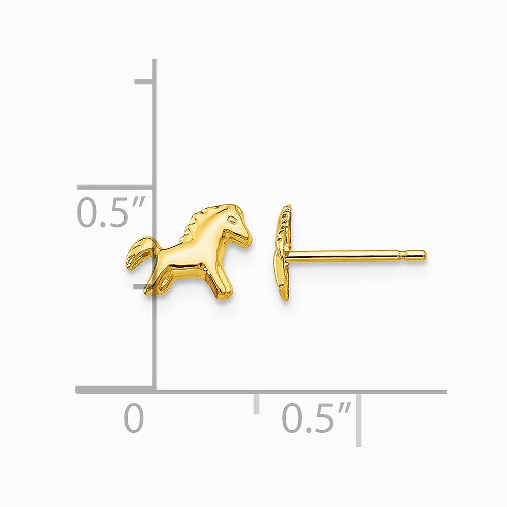 14K Yellow Gold Polished Horse Post Earrings - Product Photo