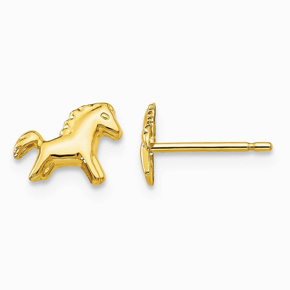 14K Yellow Gold Polished Horse Post Earrings - Product Photo