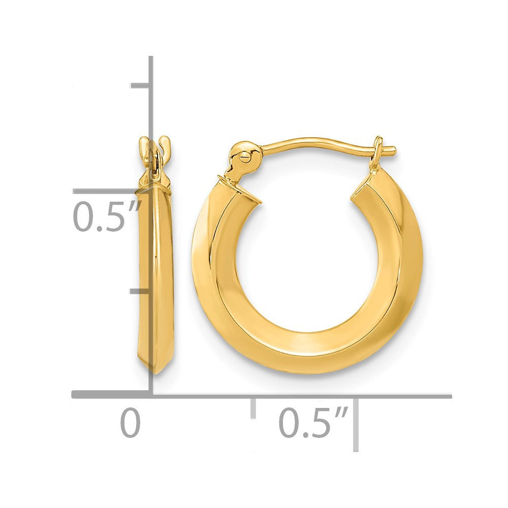 14K Yellow Gold Polished Knife Edge Hoops - Product Photo