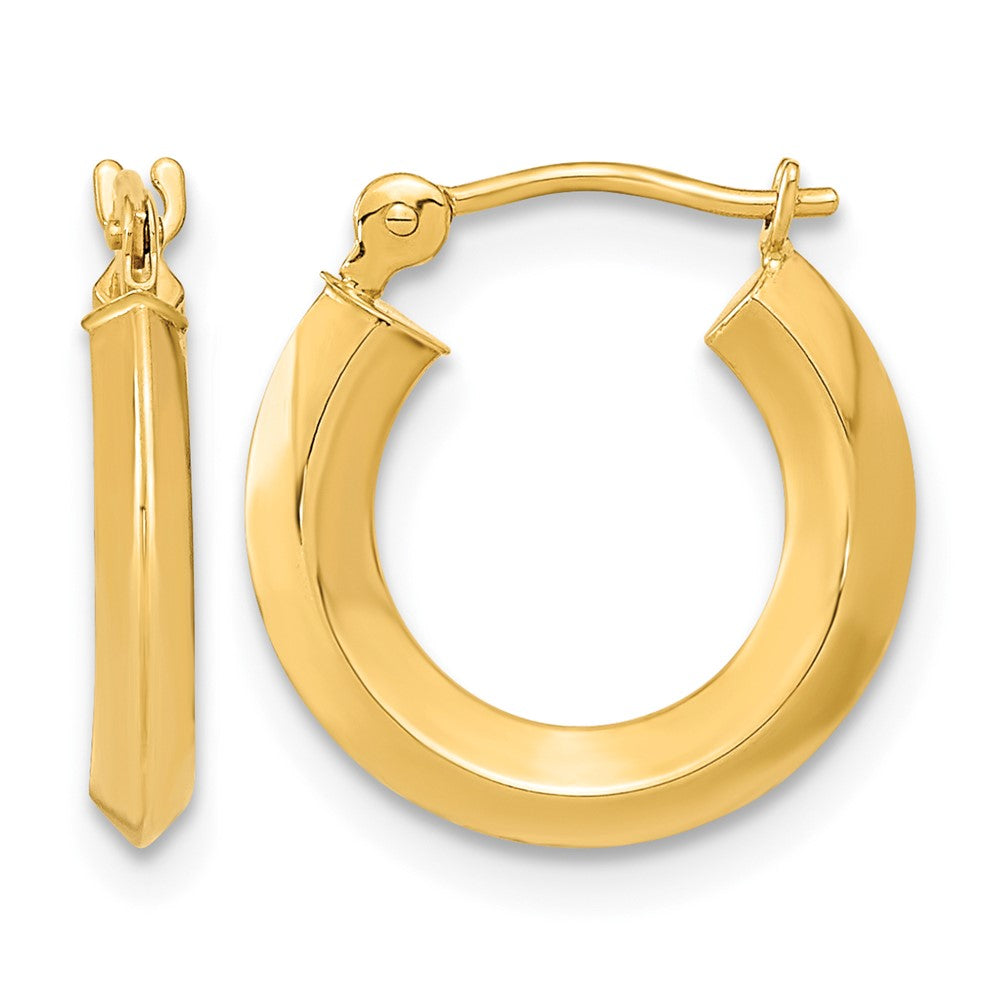 14K Yellow Gold Polished Knife Edge Hoops - Product Photo
