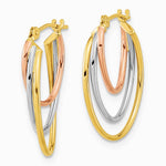 14K Tri-Color Graduated 3 Ring Hoops - Product Photo