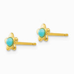 14K Yellow Gold Polished Turquoise Star Post Earrings - Product Photo