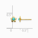 14K Yellow Gold Polished Turquoise Star Post Earrings - Product Photo