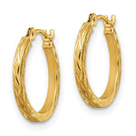 14K Yellow Gold Polished and Satin Diamond-cut Hoop Earrings - Product Photo