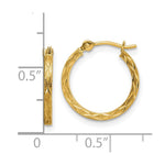 14K Yellow Gold Polished and Satin Diamond-cut Hoop Earrings - Product Photo