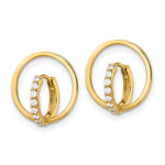 14k Yellow Gold Polished CZ Circle Huggie Hoop Earrings - Product Photo