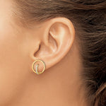 14k Yellow Gold Polished CZ Circle Huggie Hoop Earrings - Product Photo