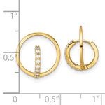 14k Yellow Gold Polished CZ Circle Huggie Hoop Earrings - Product Photo