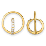14k Yellow Gold Polished CZ Circle Huggie Hoop Earrings - Product Photo