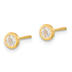14K Polished Circle Bezel with CZ Post Earrings - Product Photo